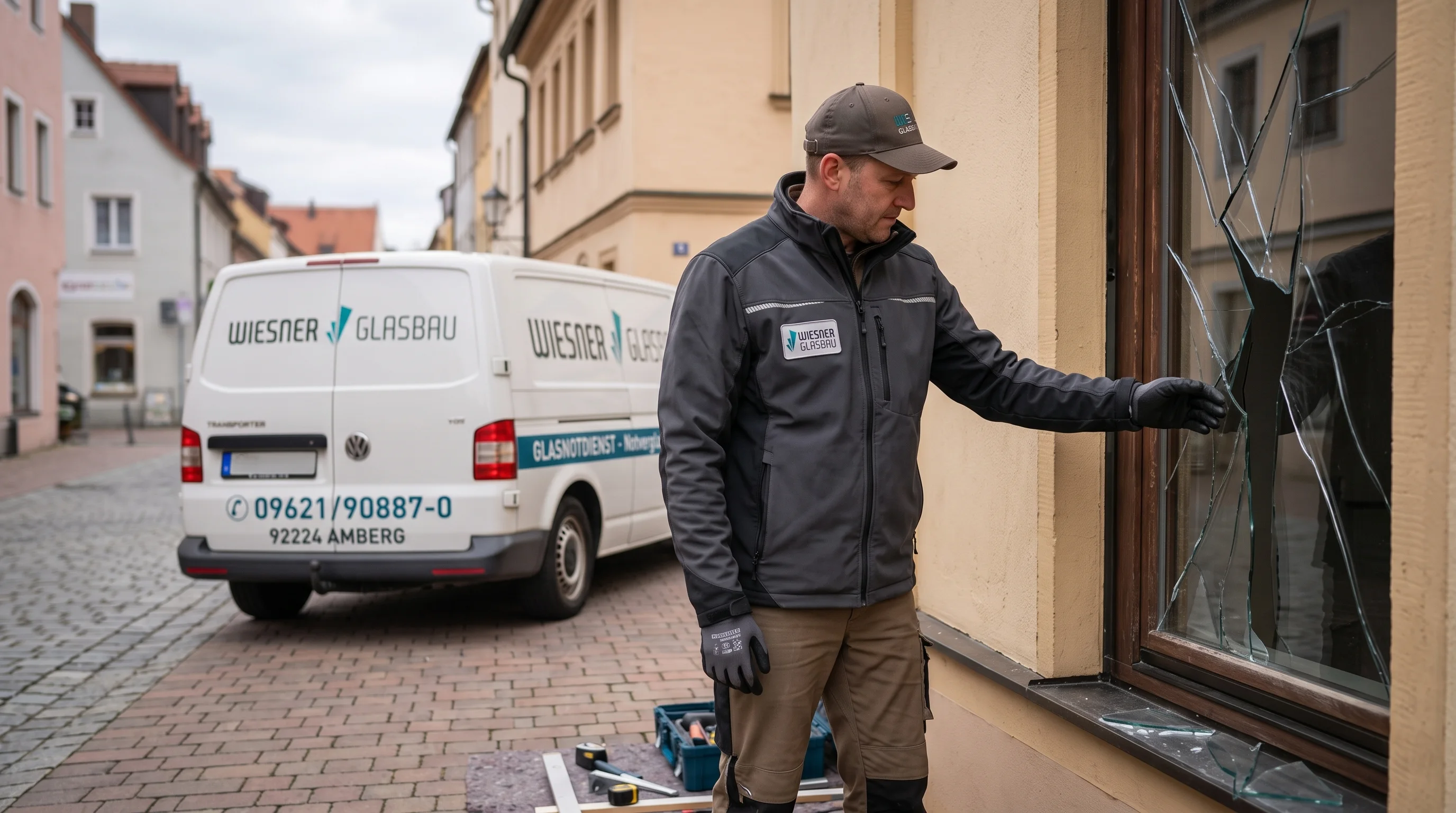 Glasnotdienst der Glaserei Wiesner im Einsatz in Amberg-Sulzbach